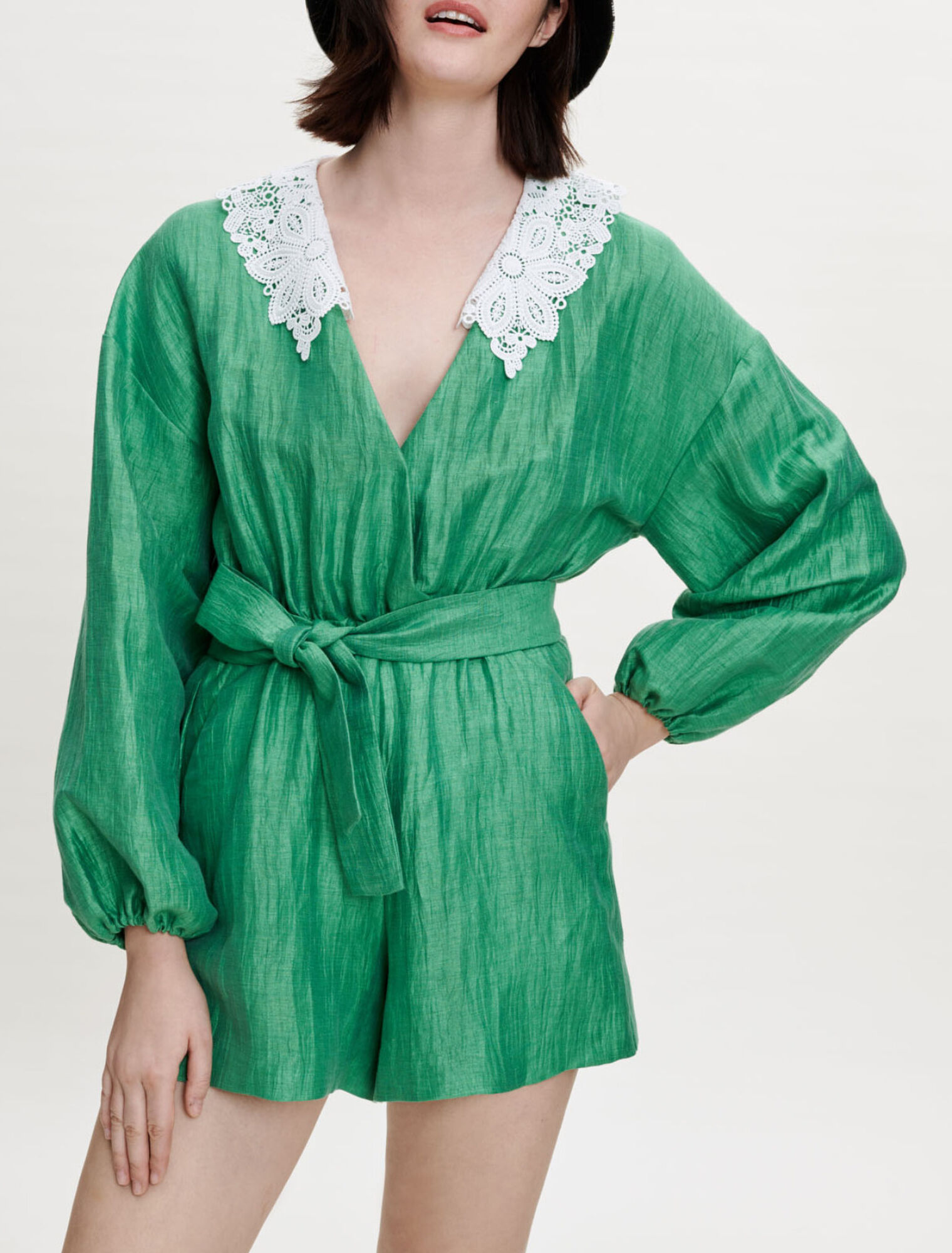 Linen short jumpsuit