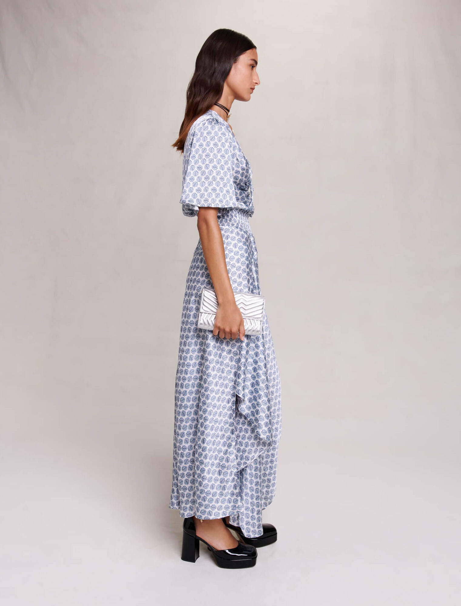 Long asymmetric satin dress