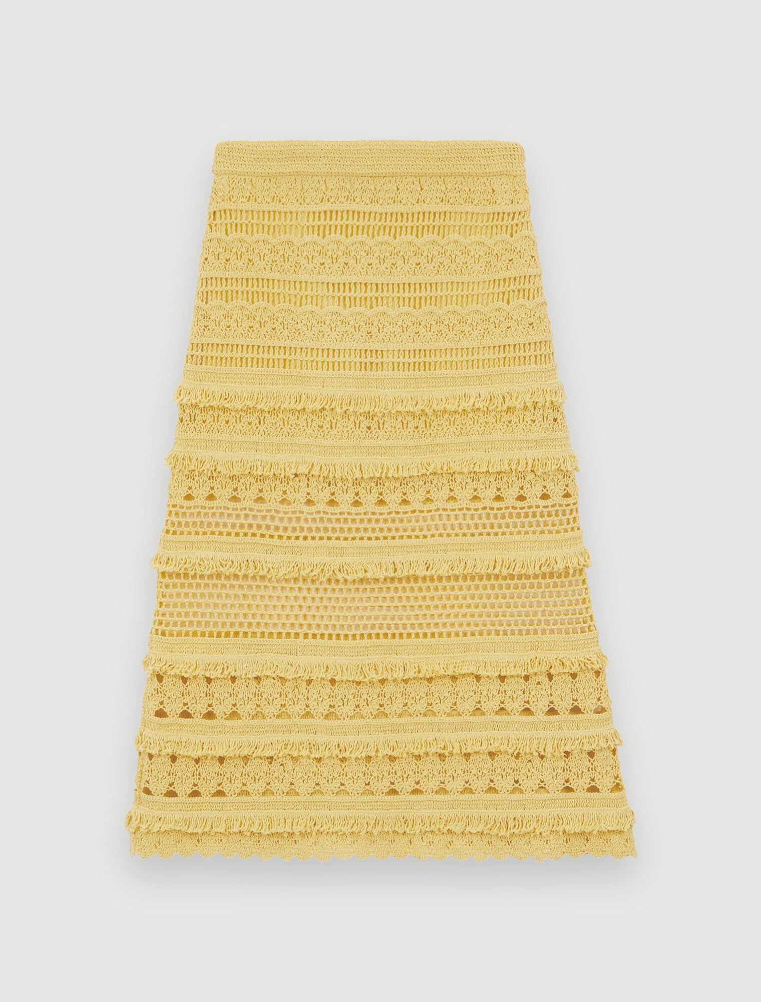 Fringed crochet knit skirt