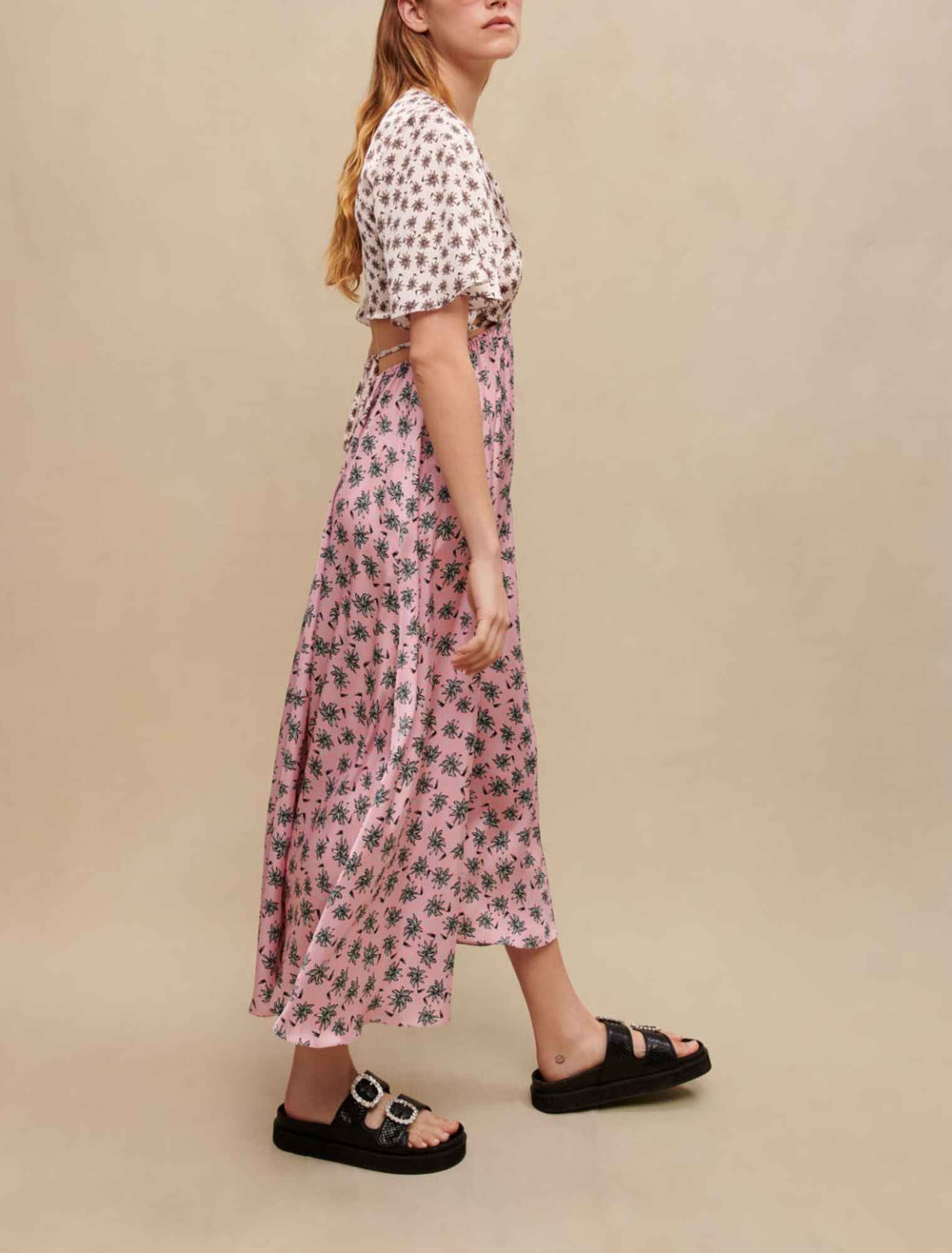 Palm print maxi dress