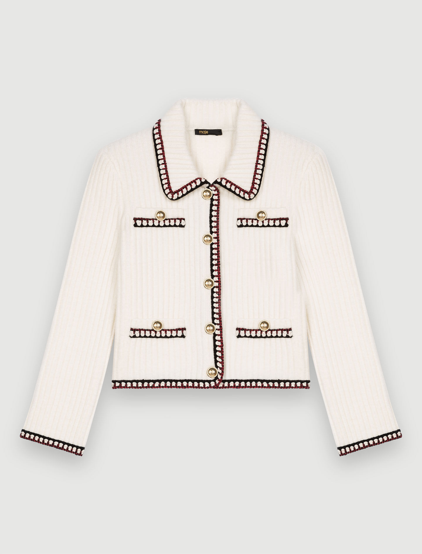 Contrasting ribbed cropped cardigan Contrasting ribbed cropped cardigan