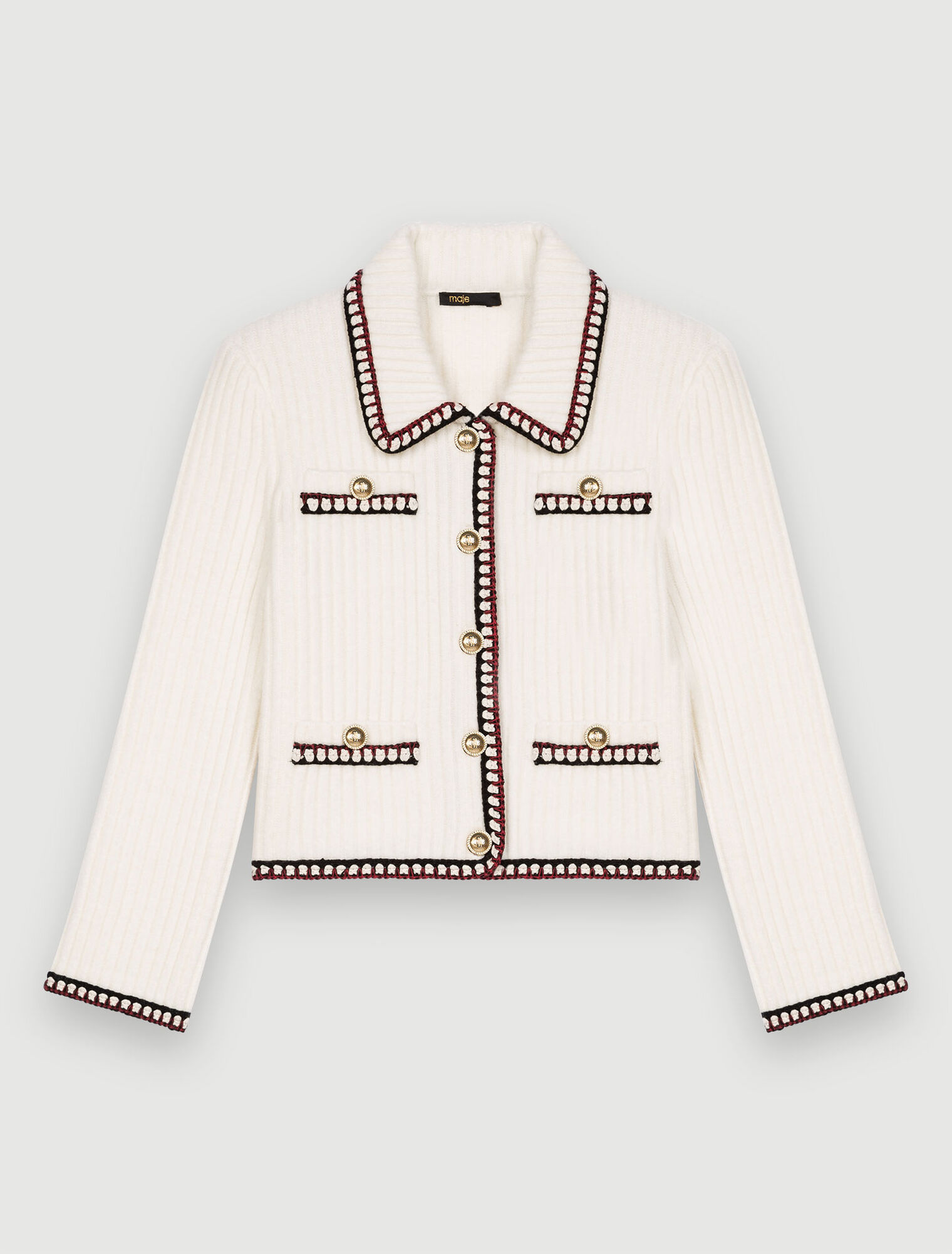 Contrasting ribbed cropped cardigan
