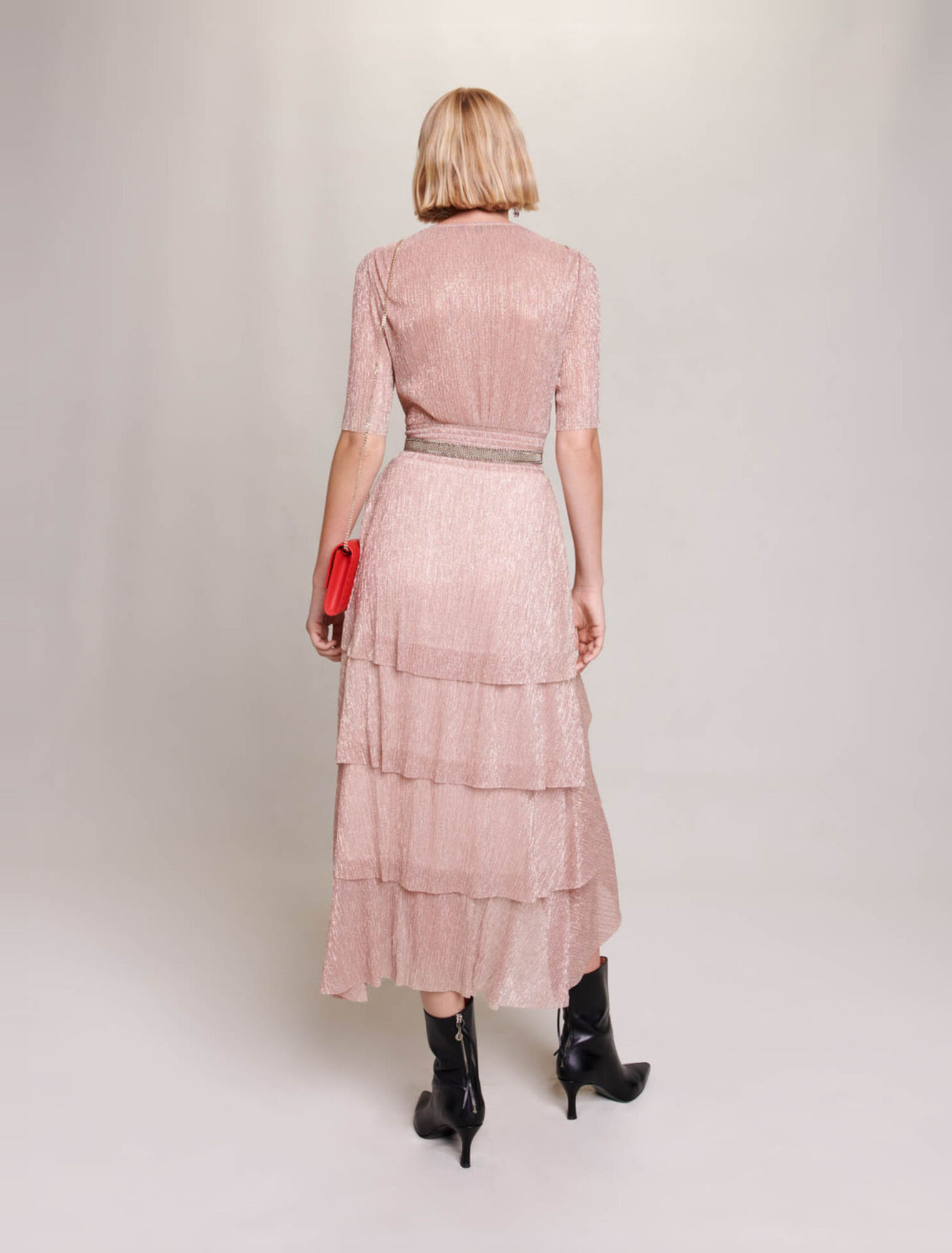 Long ruffled lamé dress