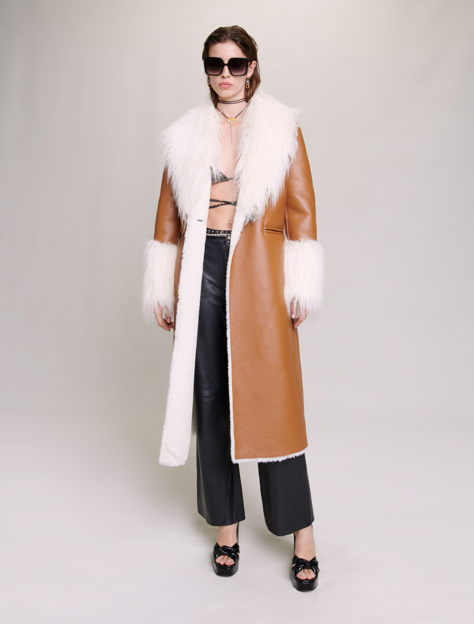 Long faux fur coat