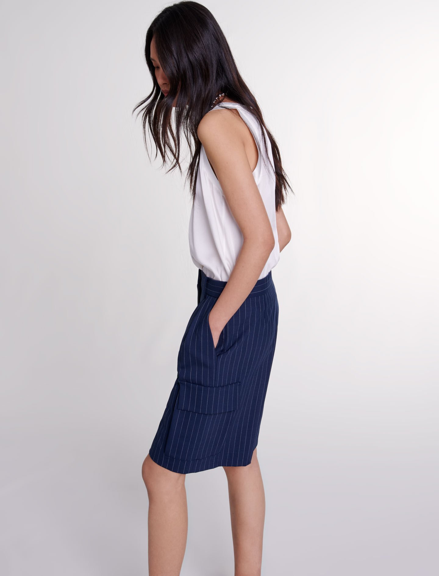 新品 タグ付き メゾンスペシャル Pinstripe Lace Shorts Boxer Shorts For Women | SheerLuxe