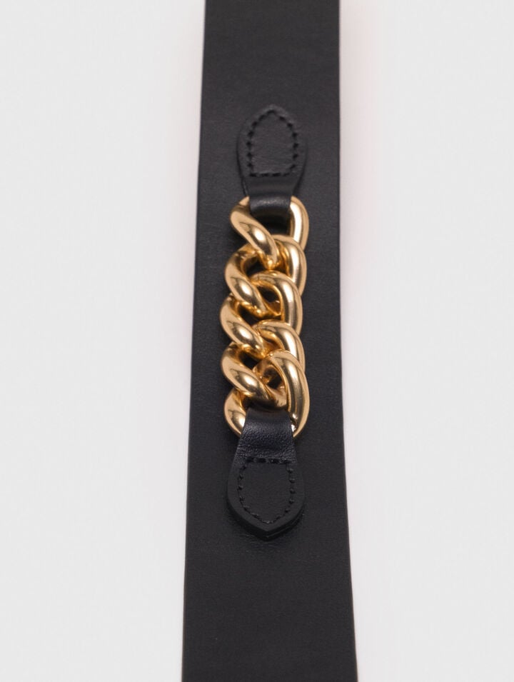 Leather belt with chain details