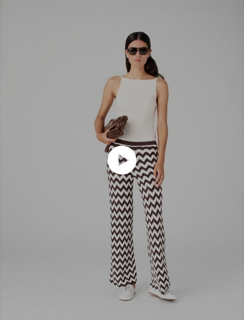 Zigzag crochet trousers Brown For Women | Maje