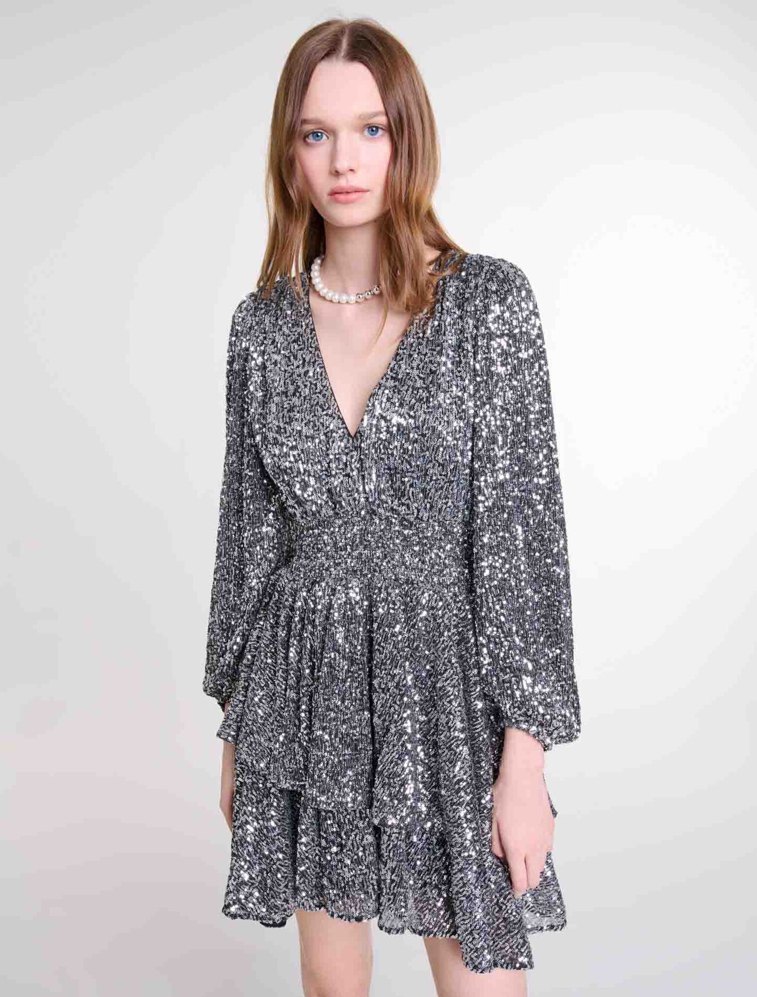 Short ruffled sequinned dress