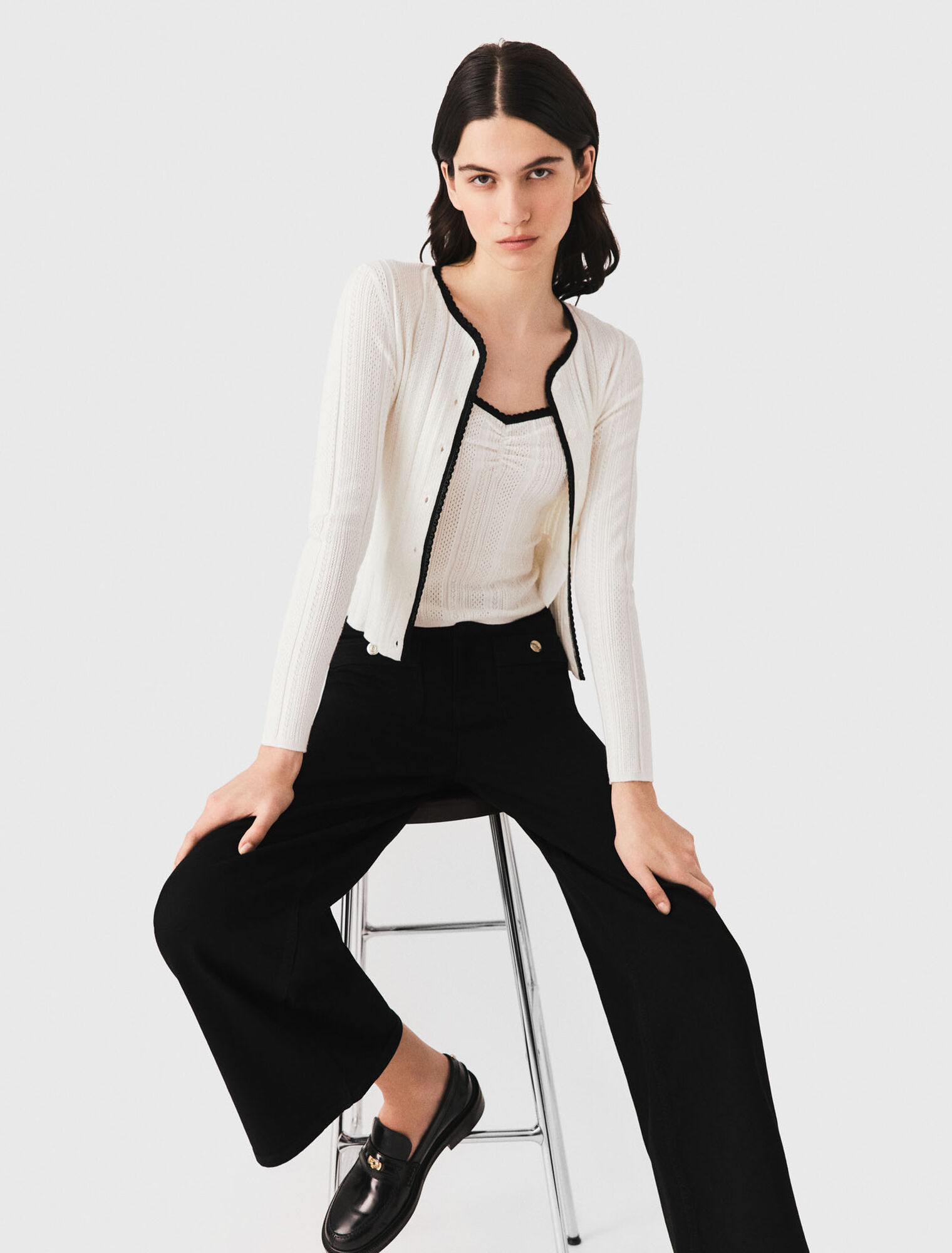 Pointelle knit twinset