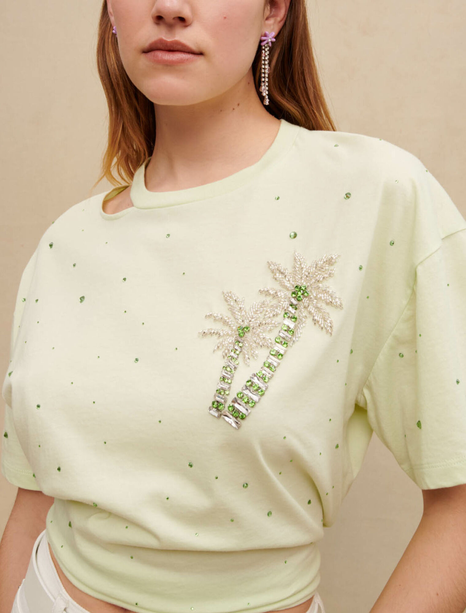 T-shirt with crystal palm trees