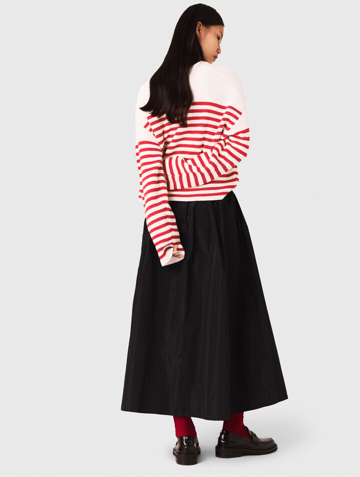 Long skirt with contrast waistband 