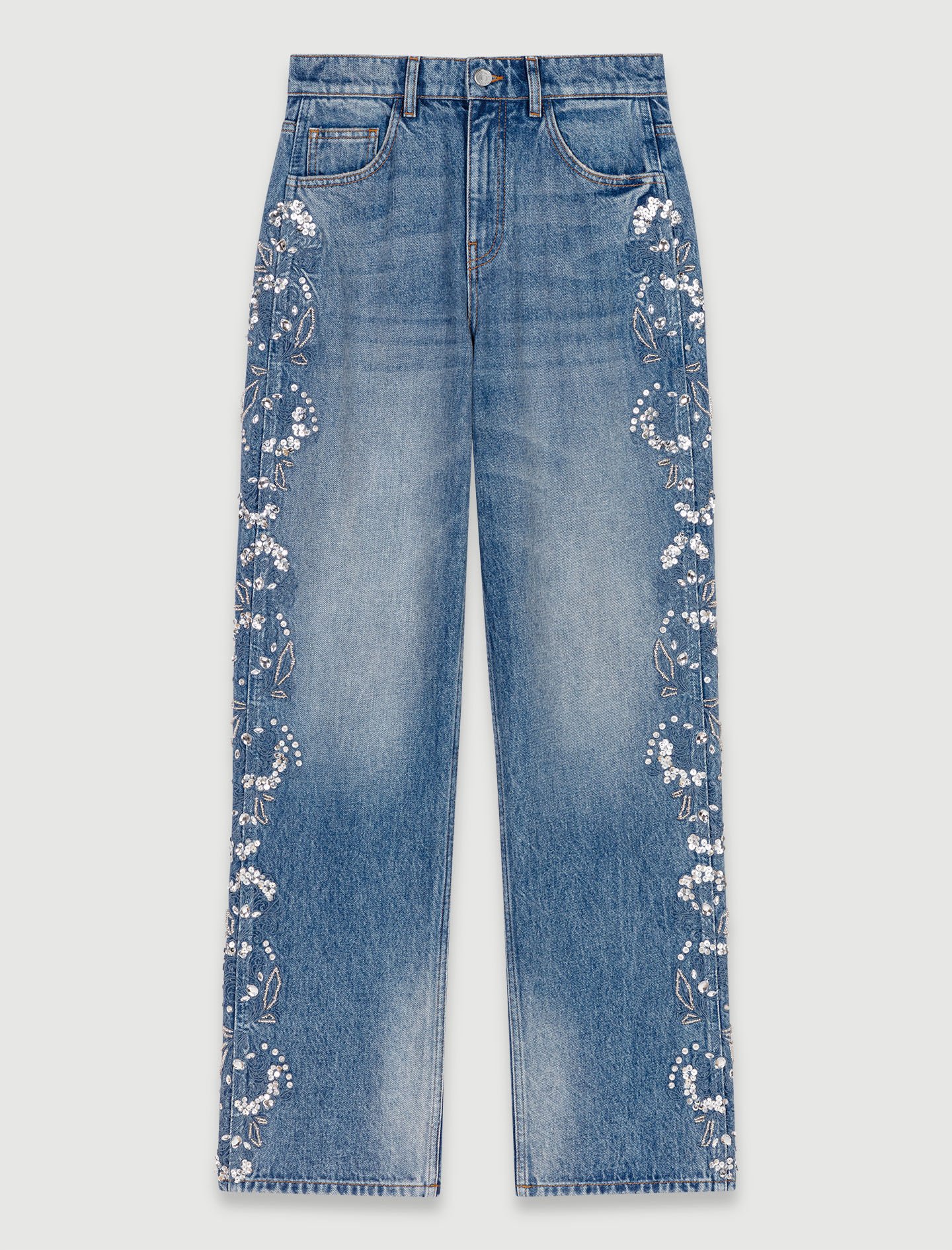 Embroidered jeans Blue For Women | Maje