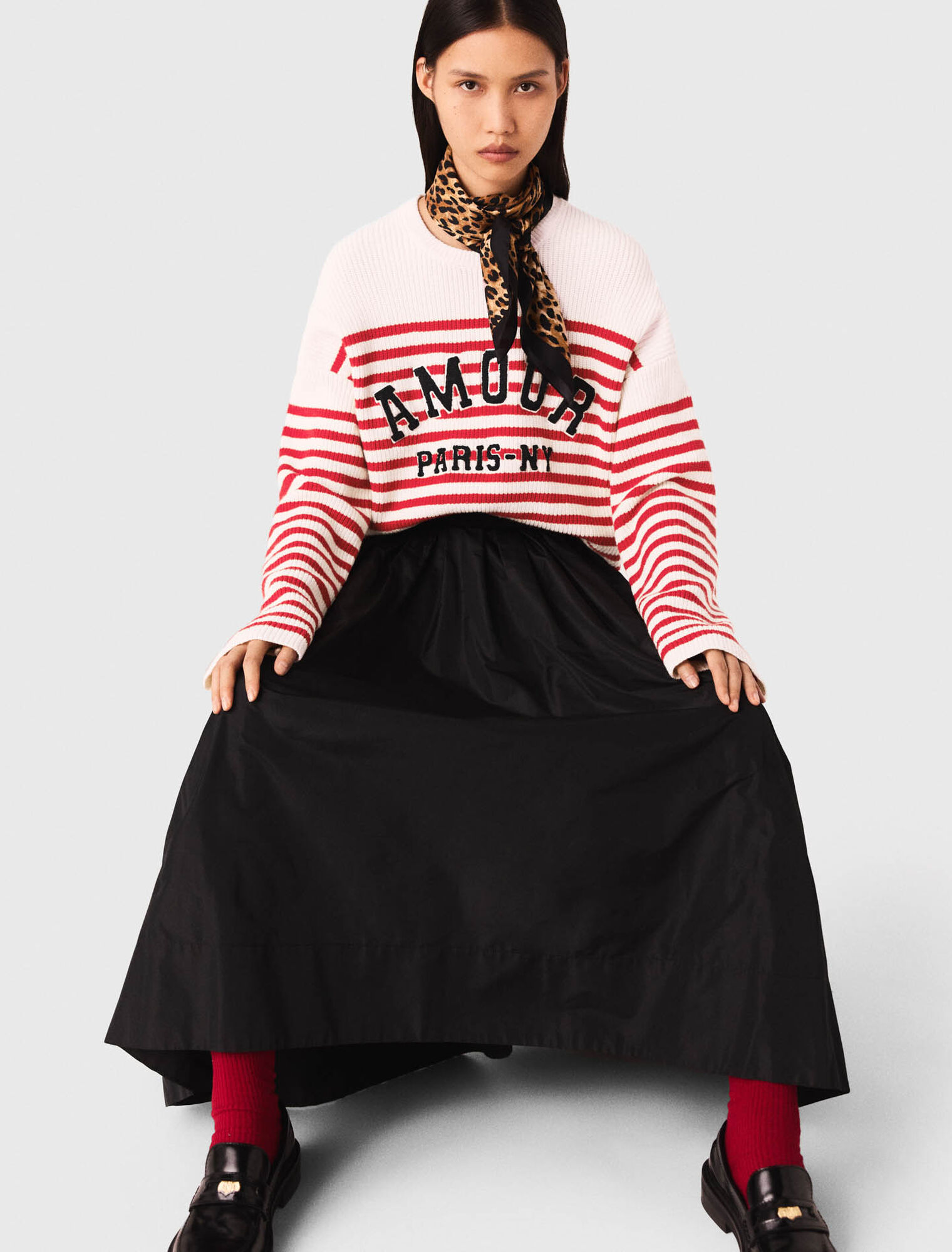 maxi skirt with contrast waistband