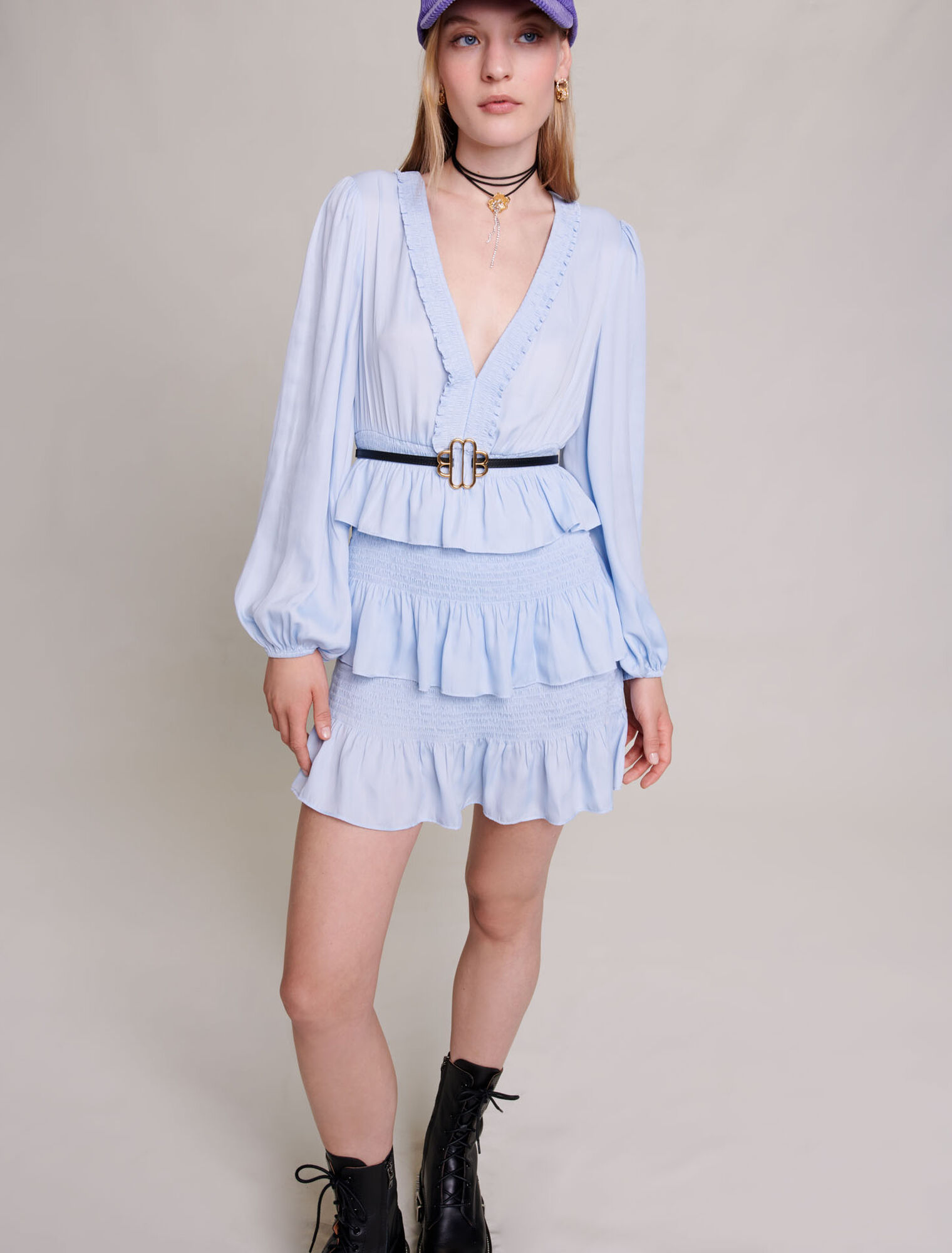 Blue ruffled dress