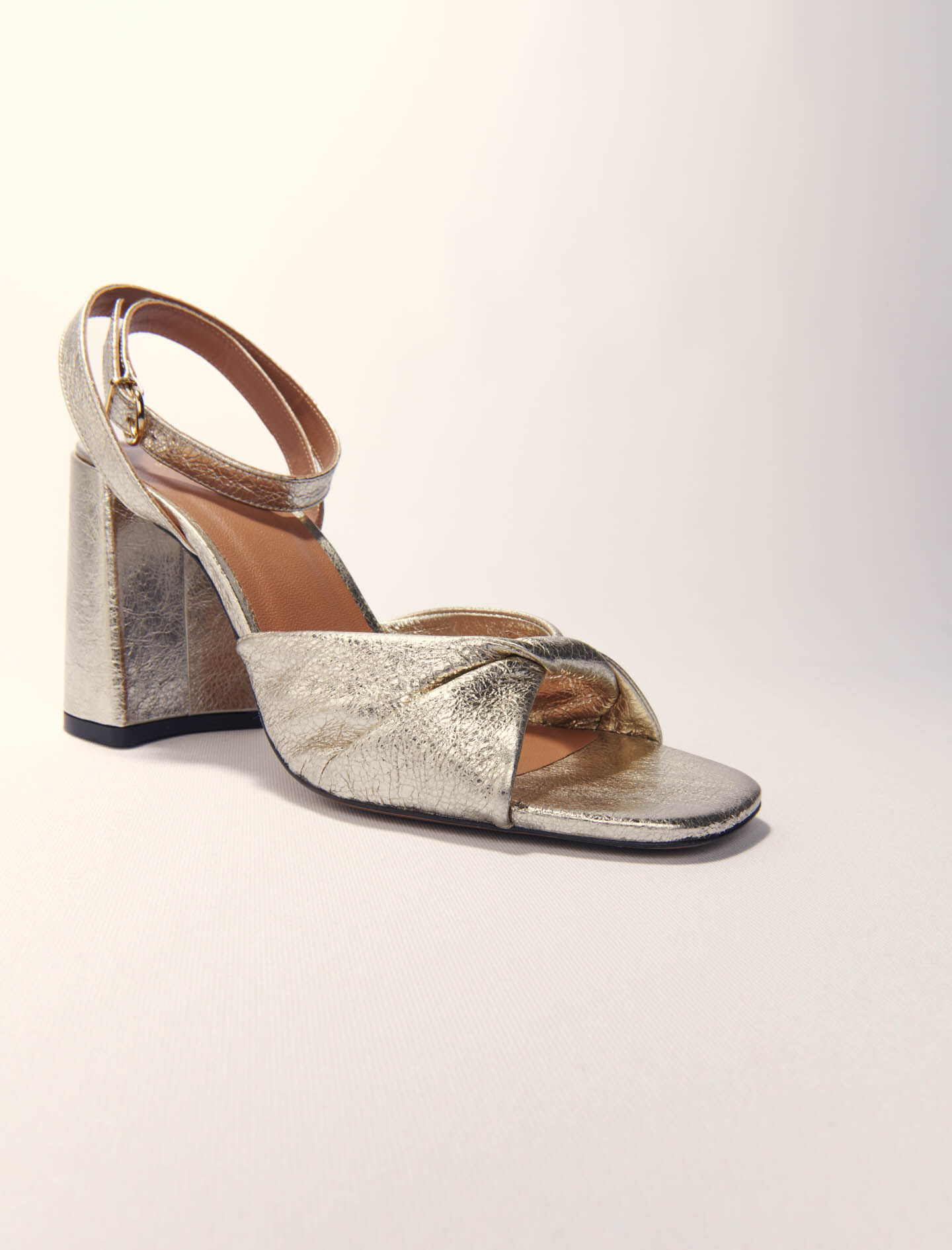 Metallic leather sandals with heels Denim - Jeans For Women