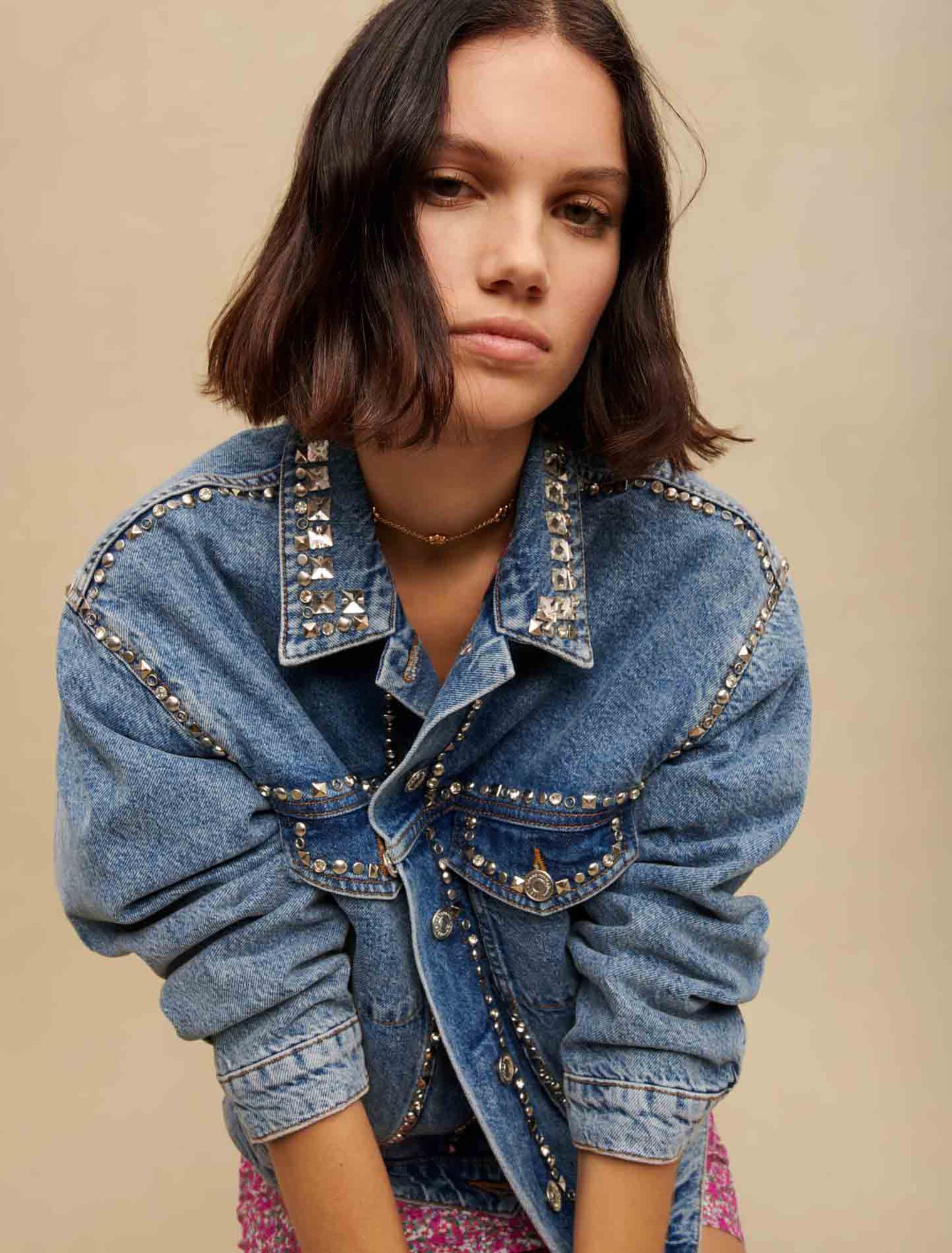 Denim jacket with rhinestones