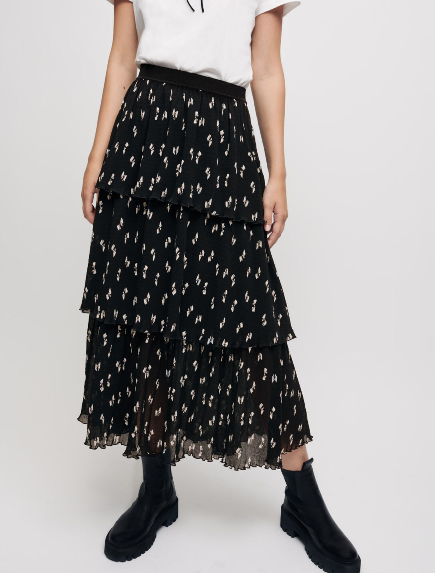 Mini pleated skirt with bow print