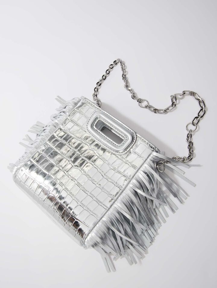 Mini embossed-leather M bag with chain