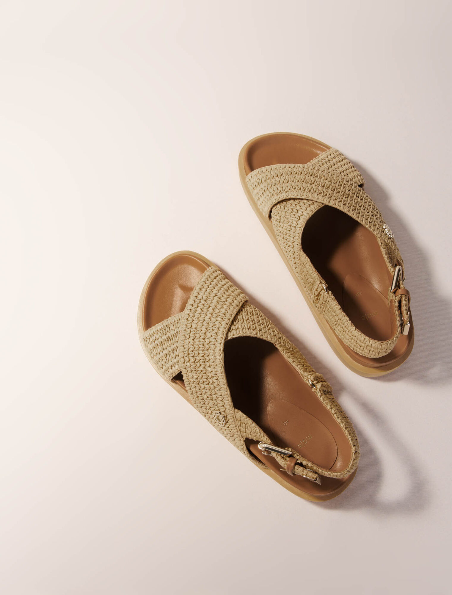 Raffia-effect flat sandals