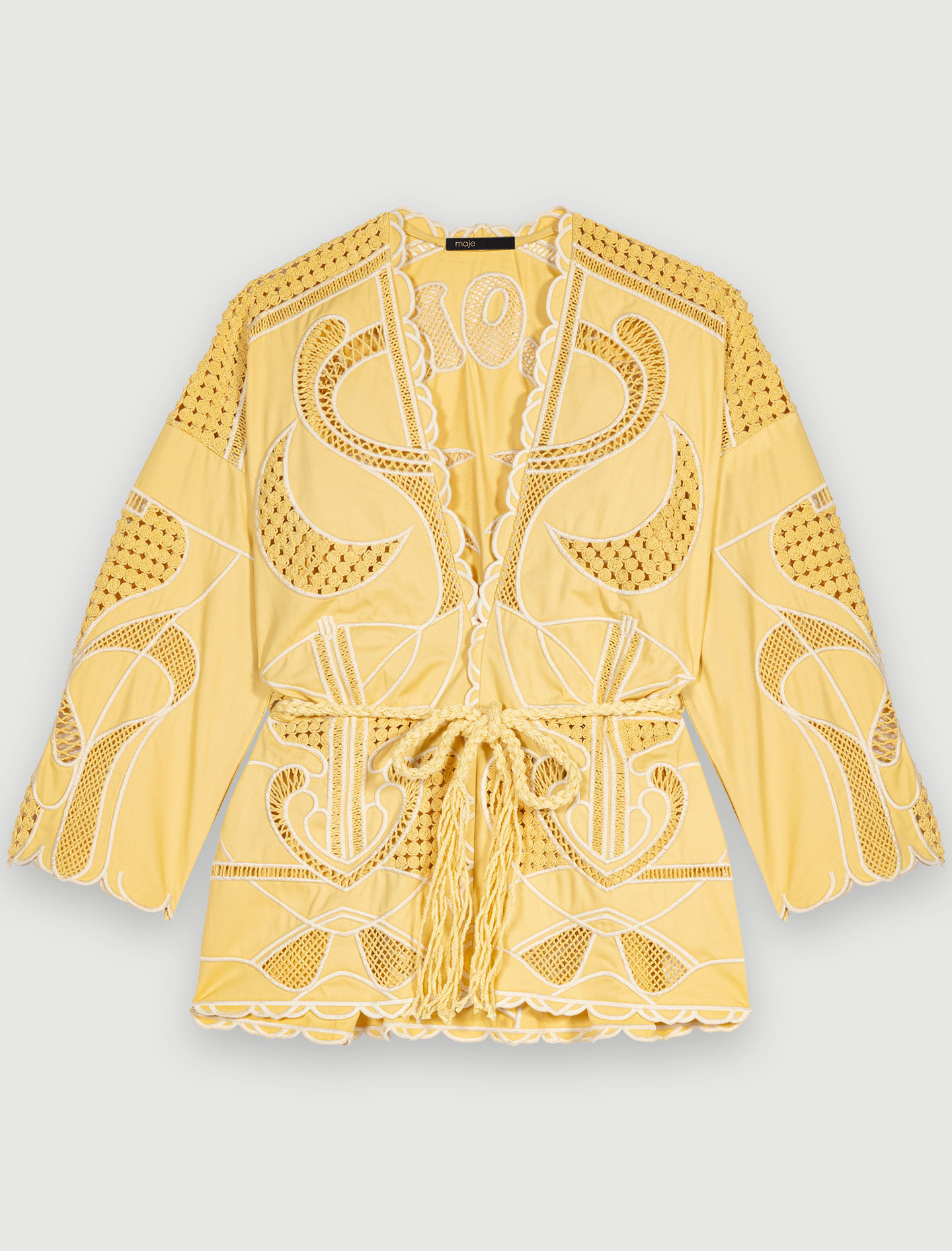 Embroidered kimono jacket Yellow / Orange For Women | Maje