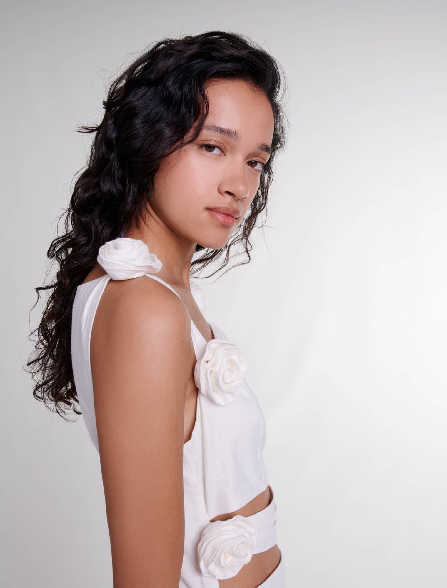 Openwork linen maxi dress