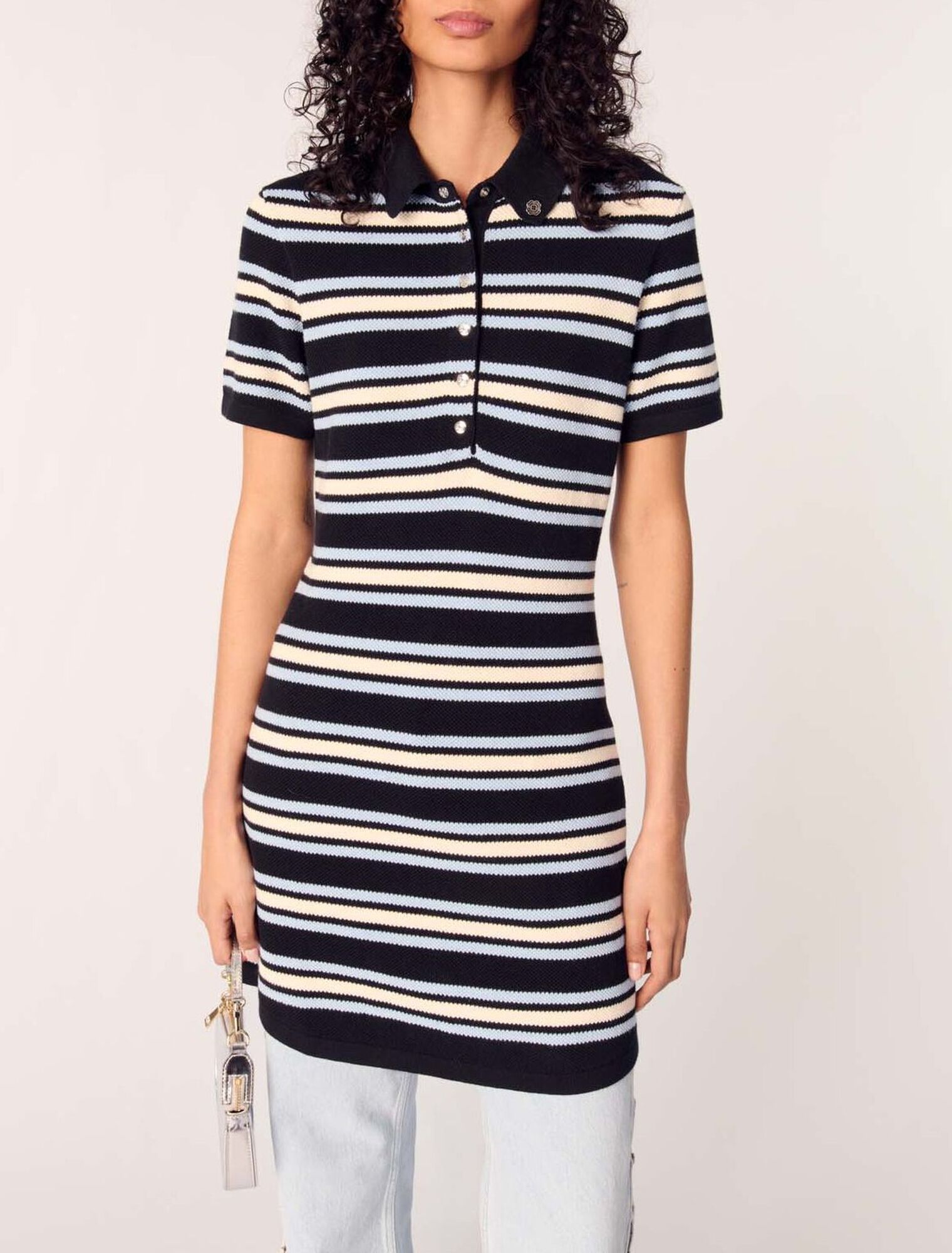 Striped knit polo dress
