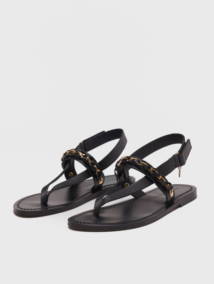 K.Jacques flat leather sandal