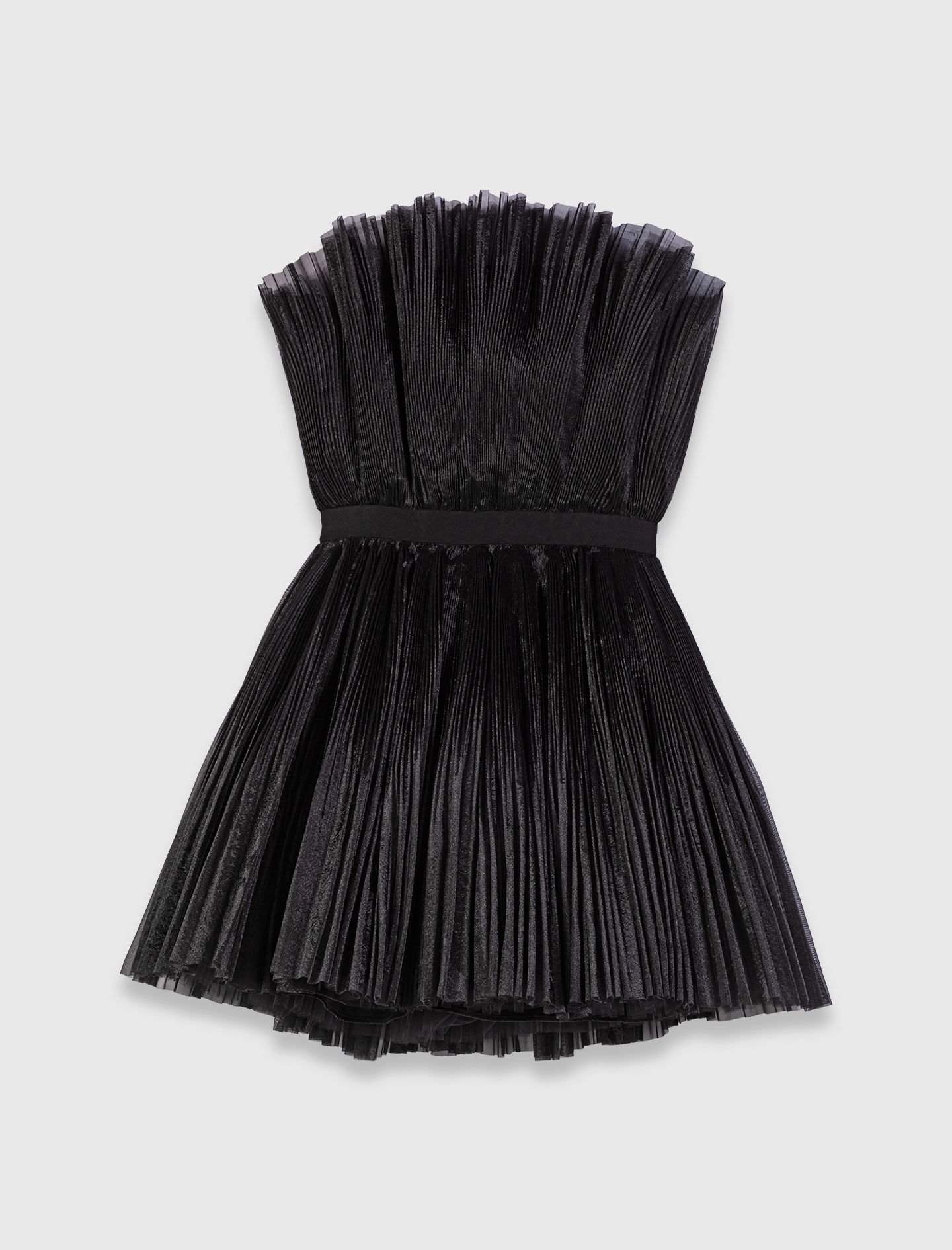 Tulle and organza bustier dress Black / Gray For Women | Maje
