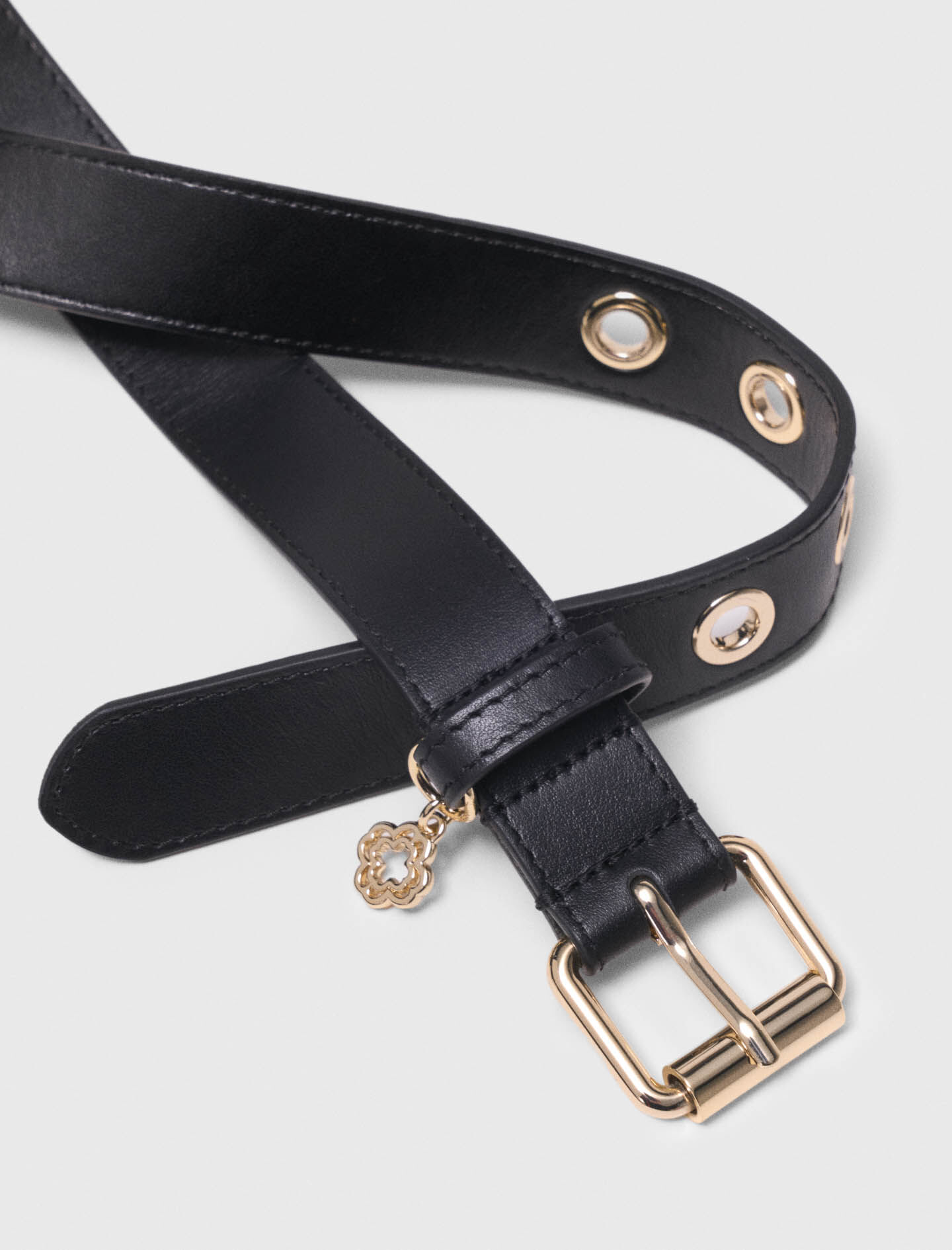 Leather belt with Miss M buckle Black / Gray For Women | Maje