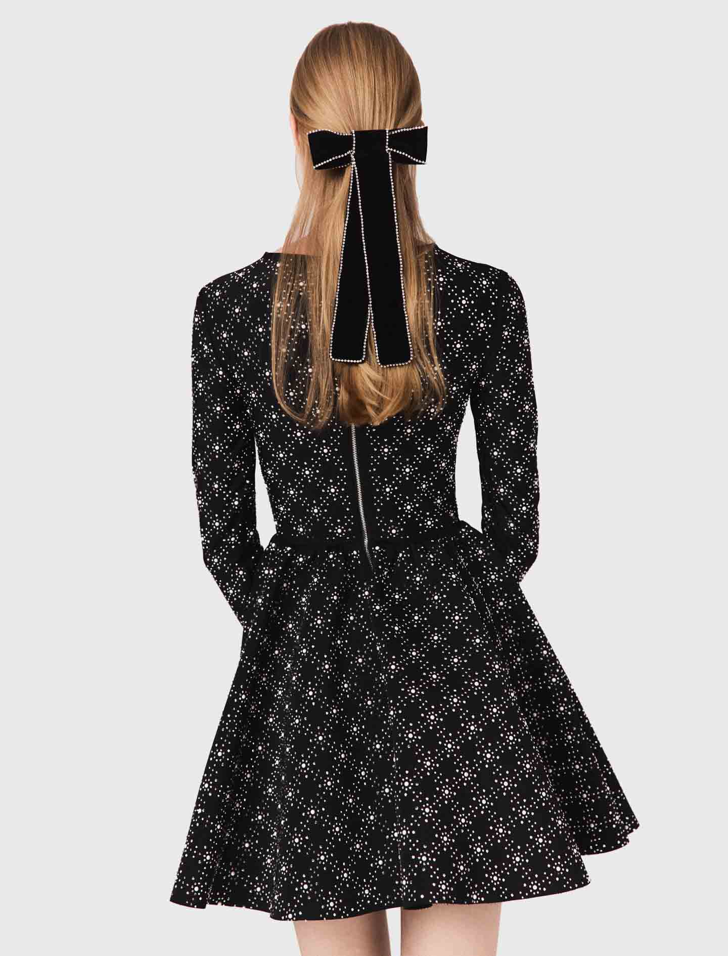 Pearl and rhinestone skater dress Black / Gray For Women | Maje