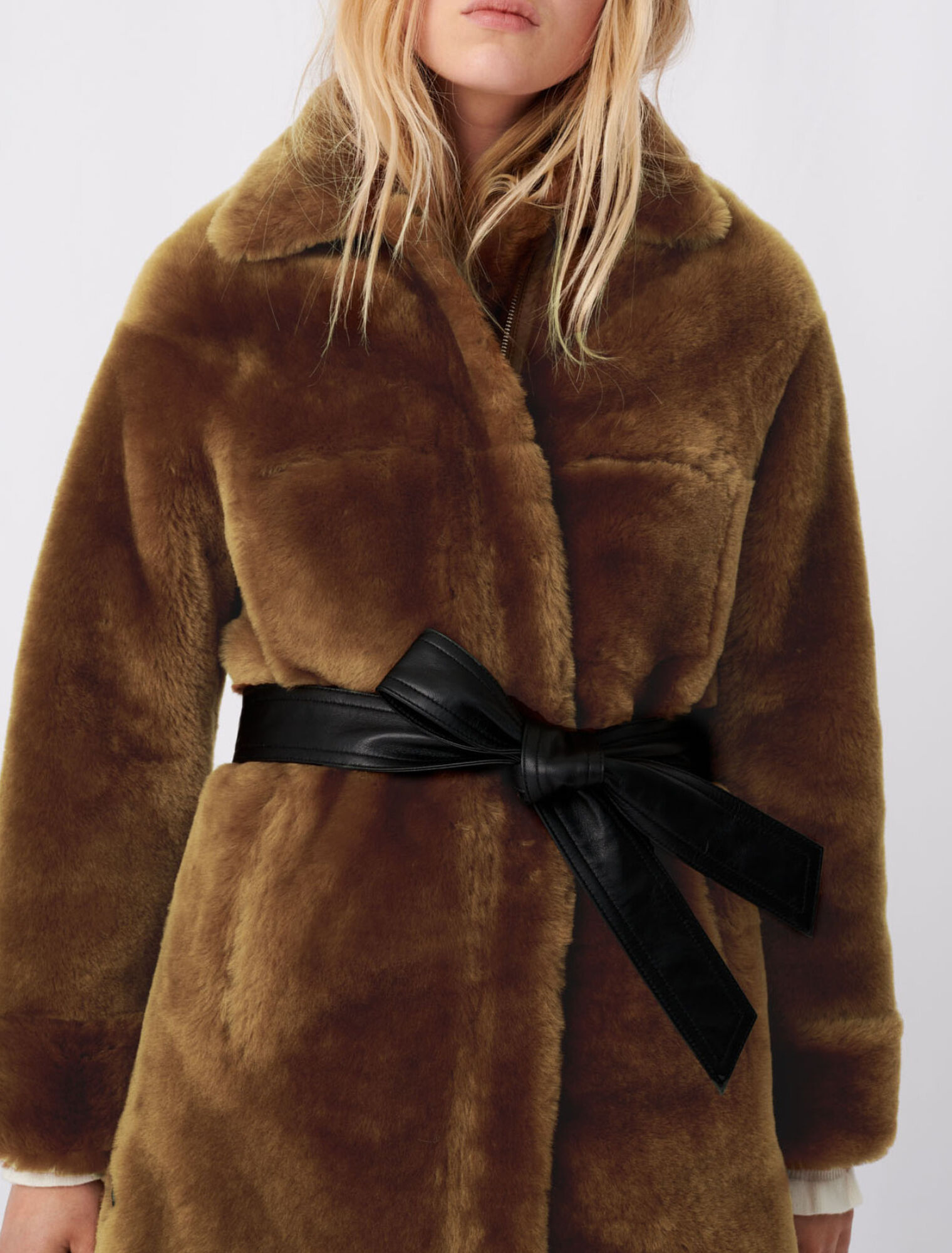 Reversible shearling coat