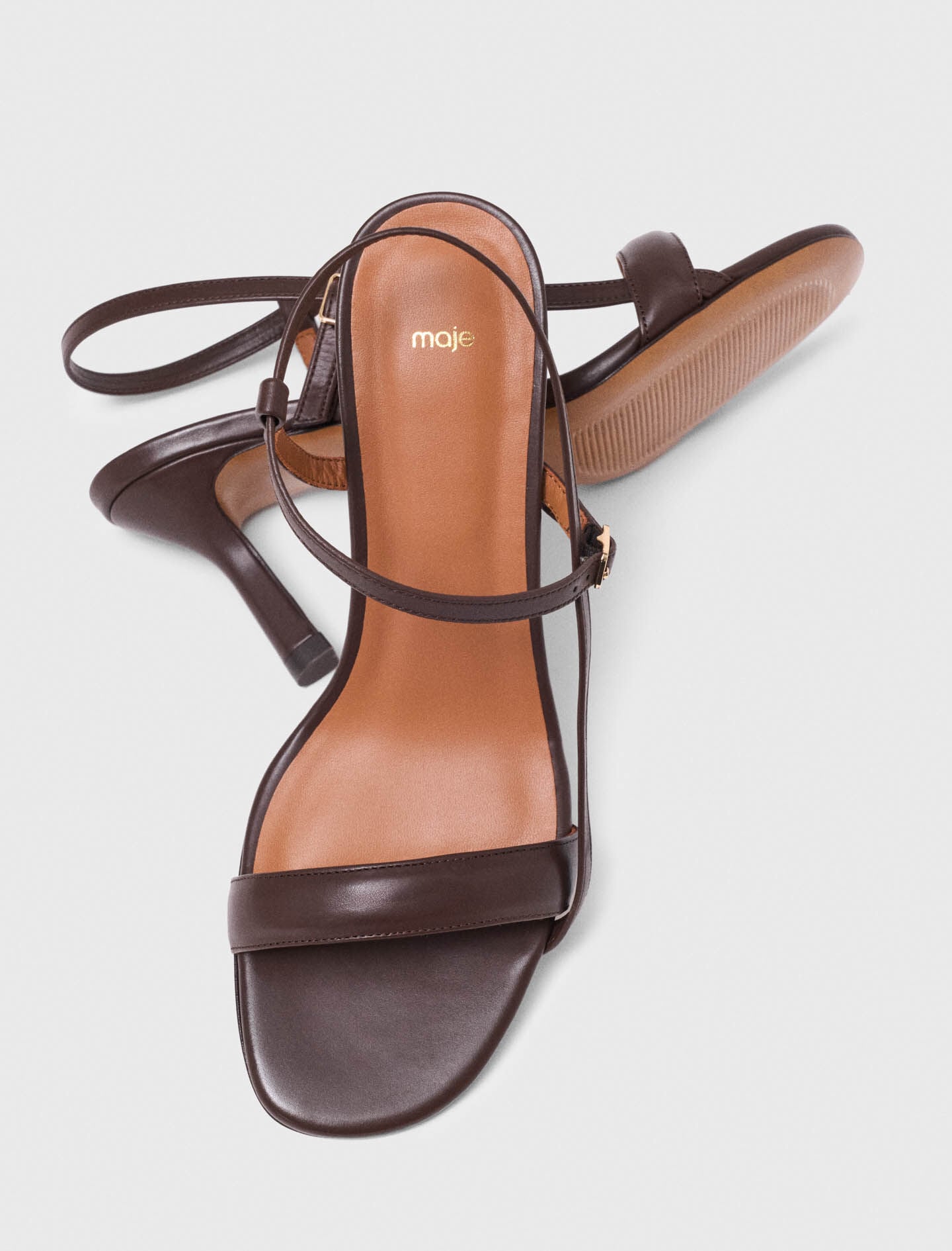 Strappy leather sandals Brown For Women | Maje