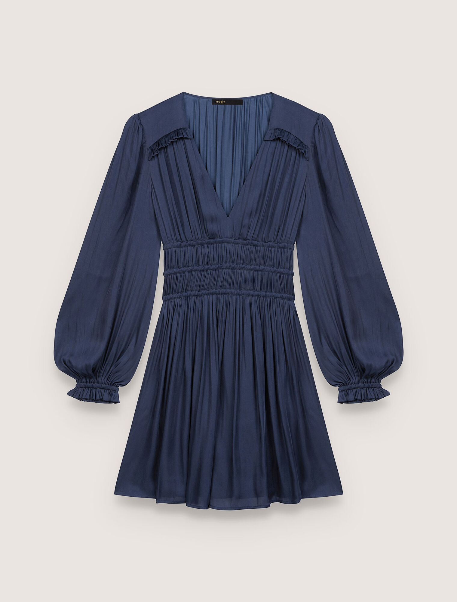 Mini satin dress with ruffles