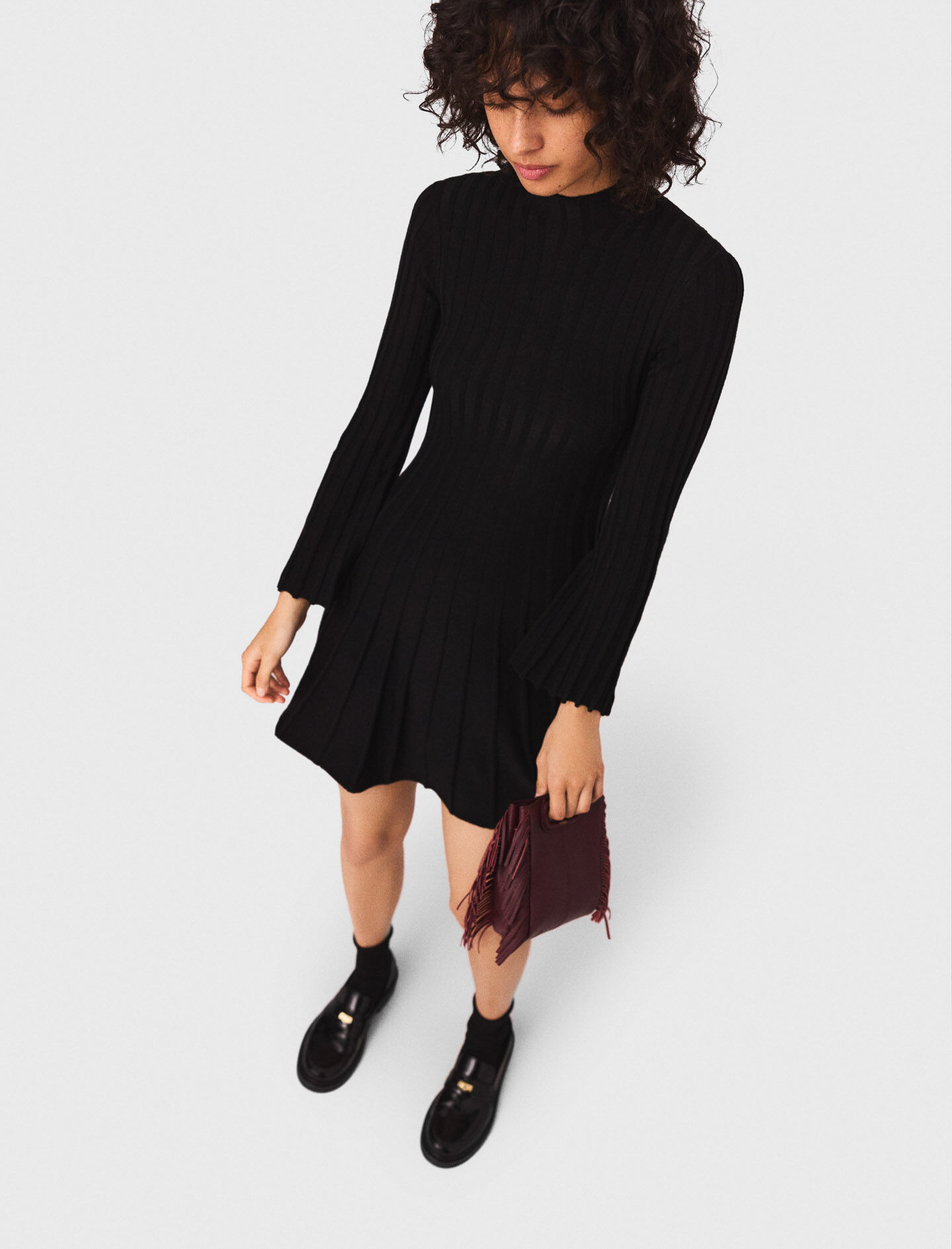 High-neck short skater dress Black / Gray For Women | Maje