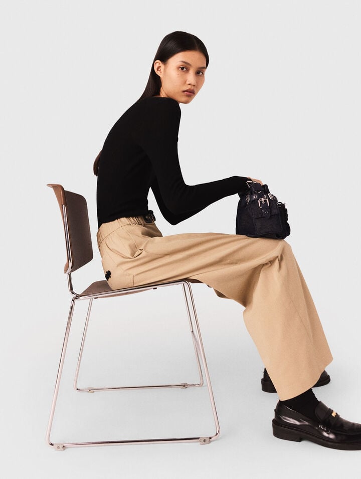 Wide-leg cotton pants