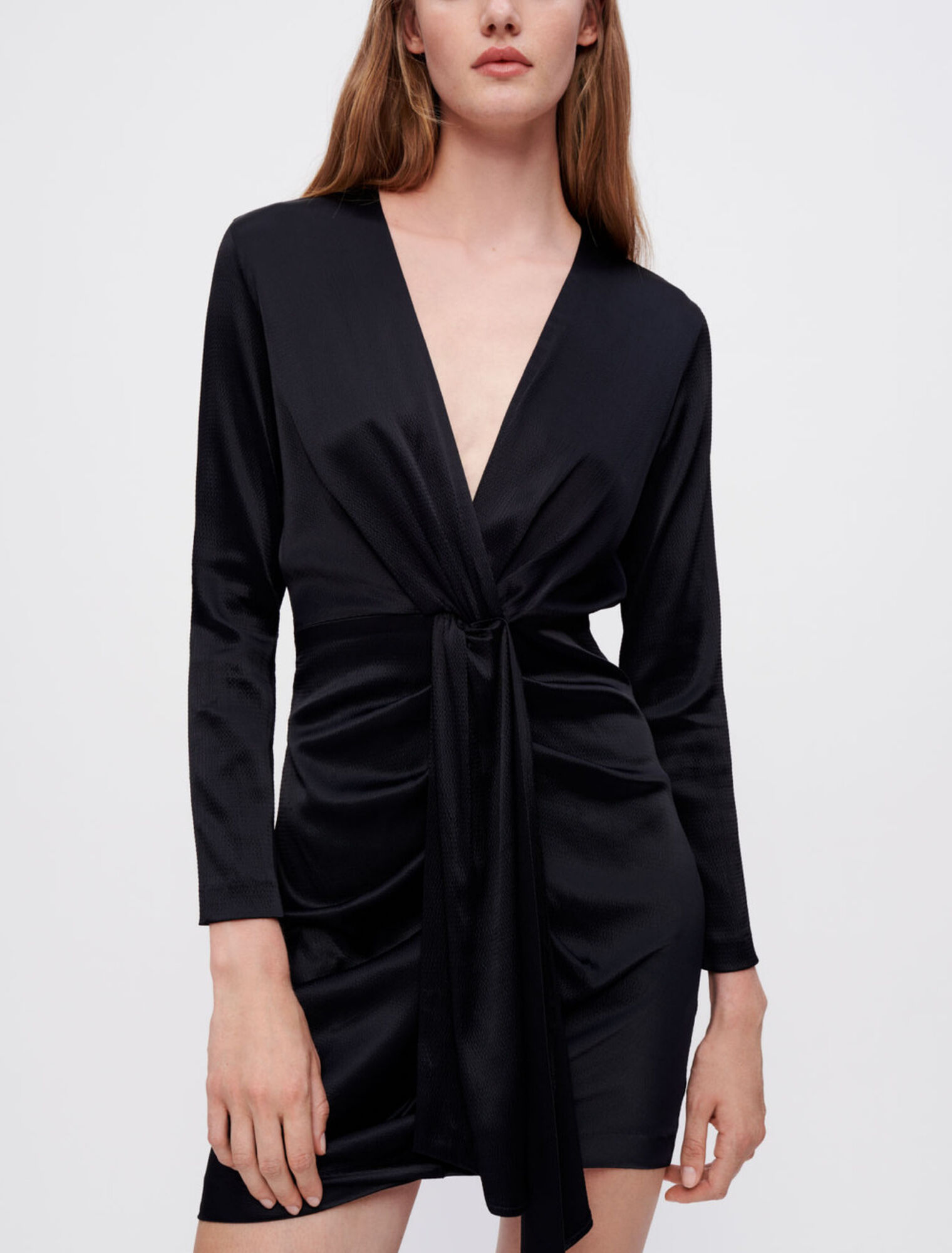 Satin tie-front dress