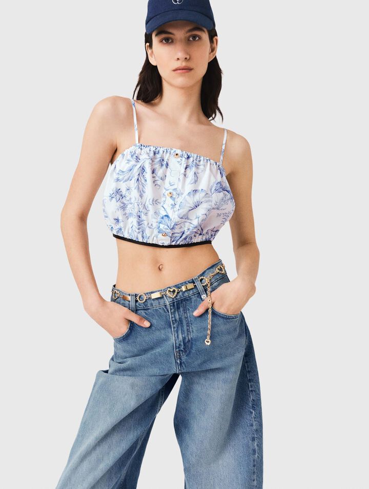 Patterned top with straps