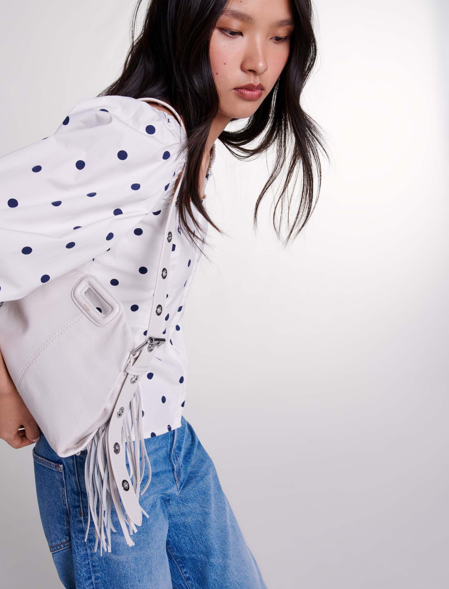Puff-sleeved top White For Women | Maje