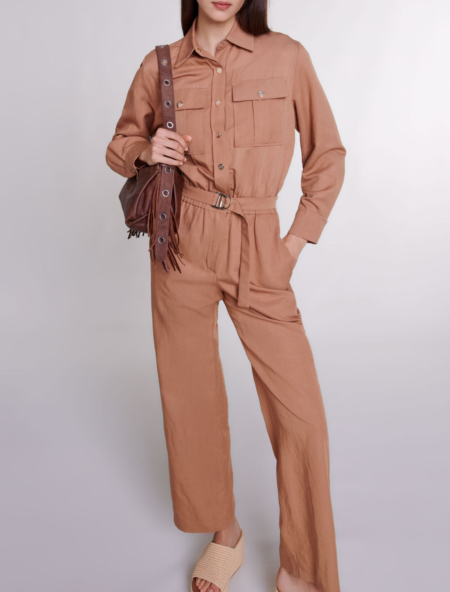 Linen blend trouser suit