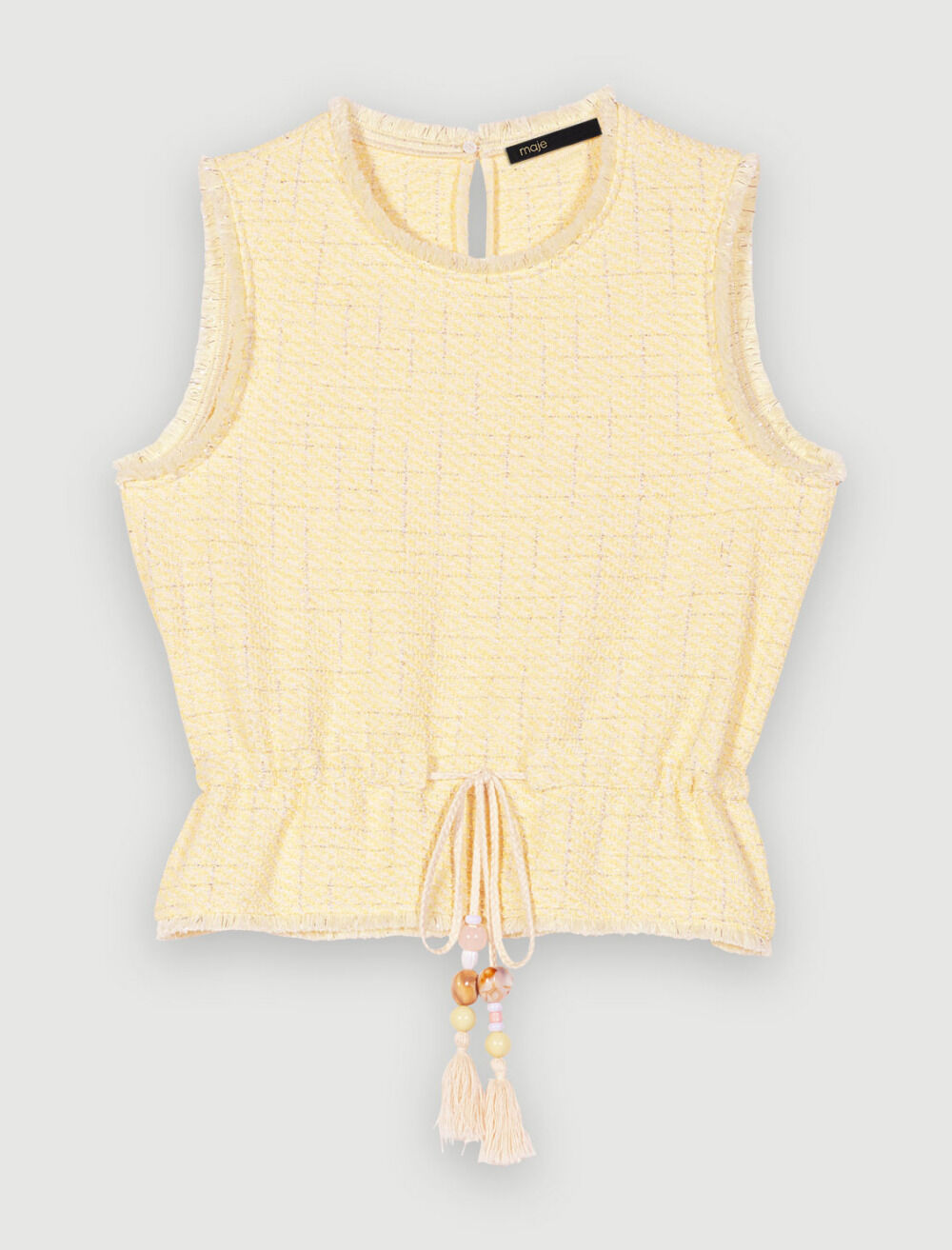 Lurex tweed sleeveless top Yellow / Orange For Women | Maje