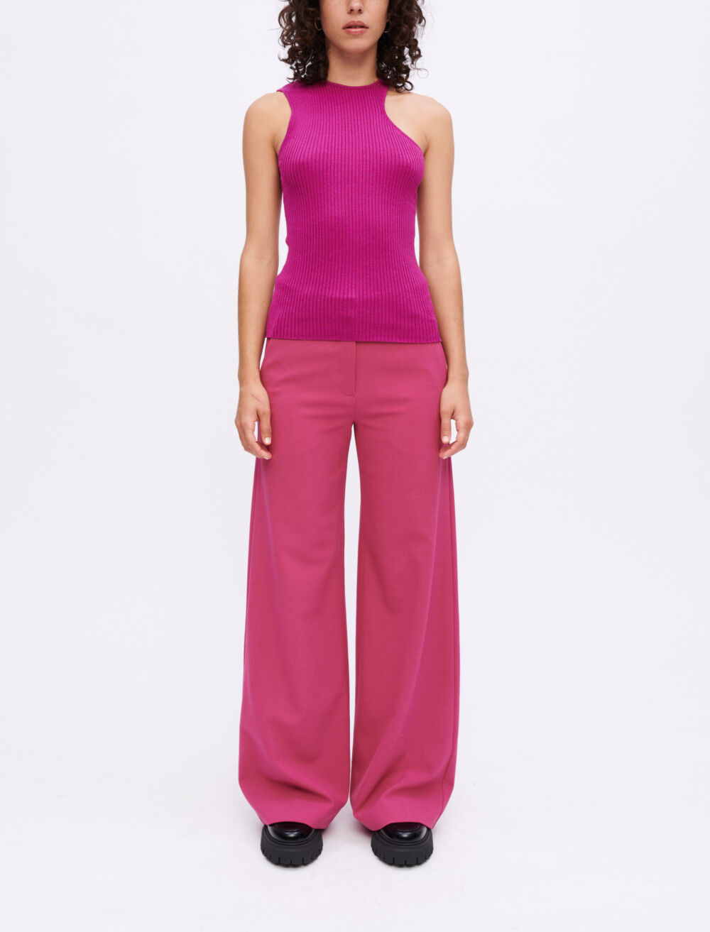 ミメル Asymmetrical knitted tank top Pink For Women | Maje