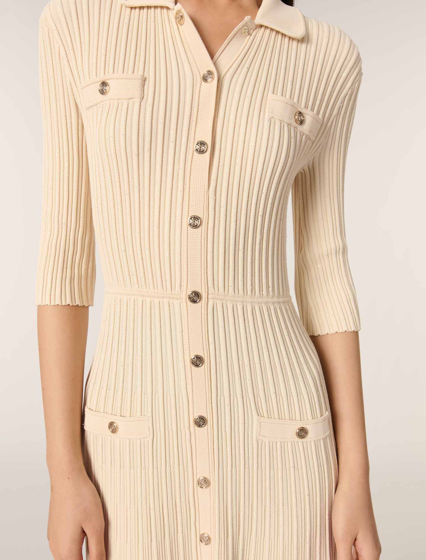 Sequin knit midi dress Natural For Women | Maje