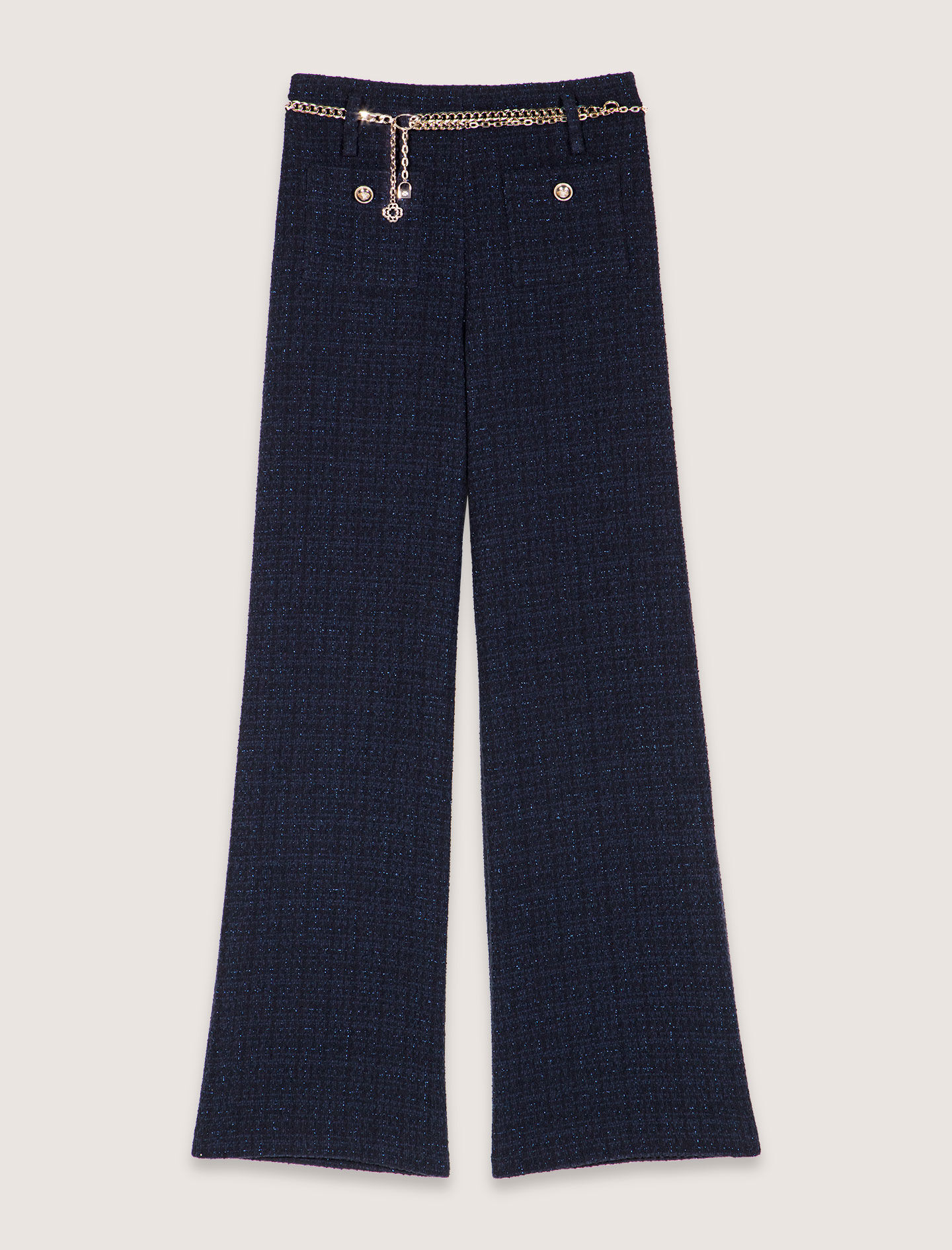 Metallic thread tweed trousers