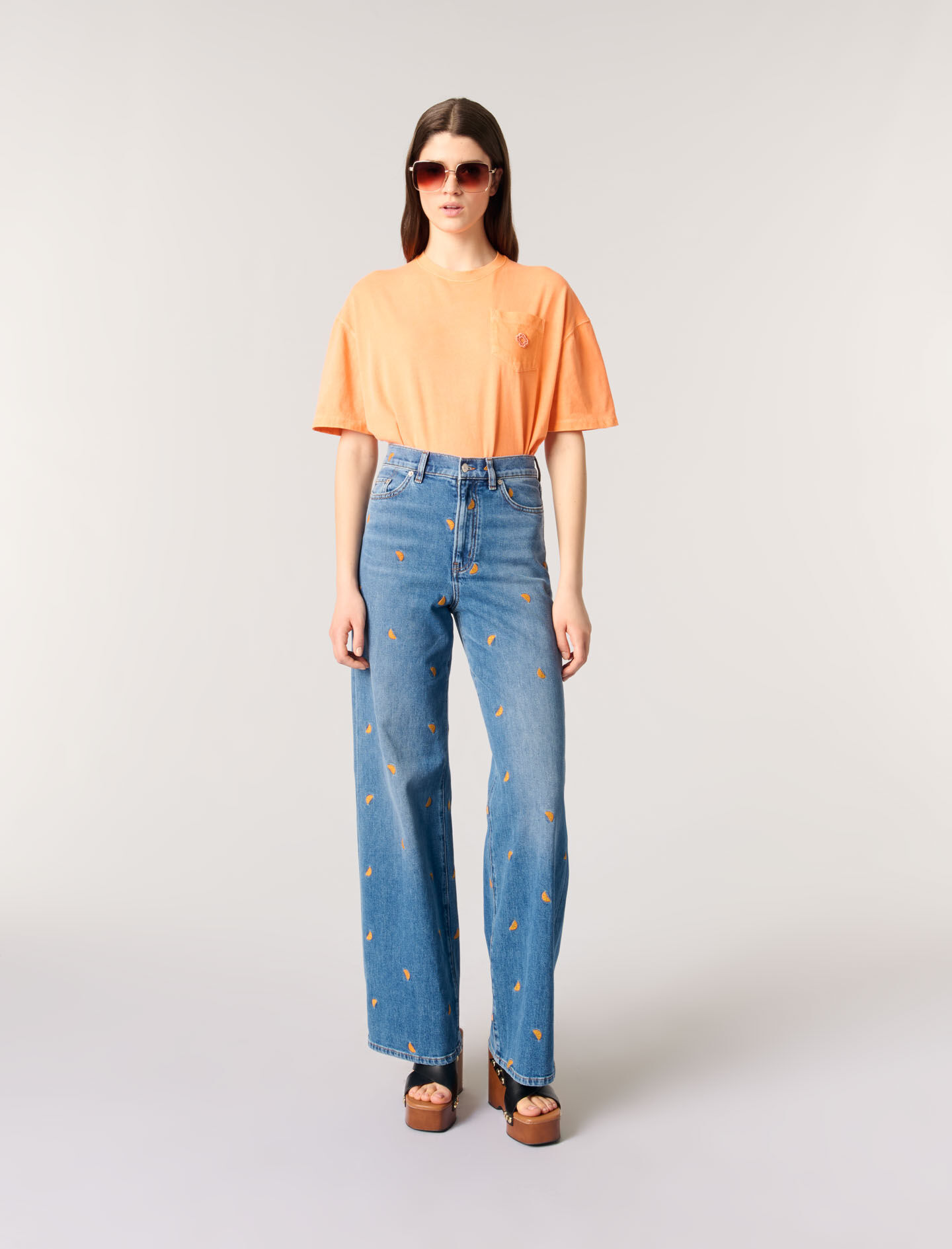 Embroidered jeans Blue For Women | Maje