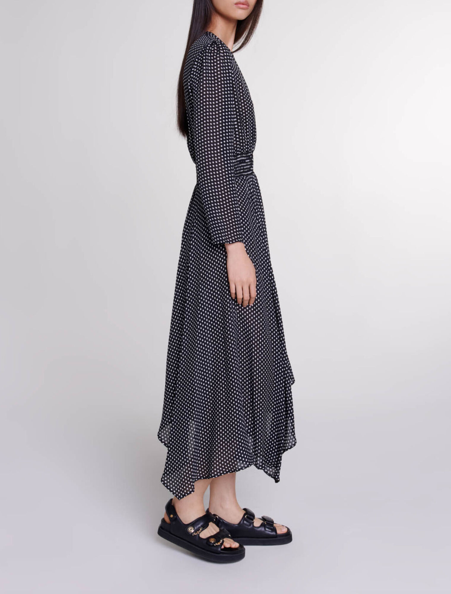 Mid-length polka dot dress