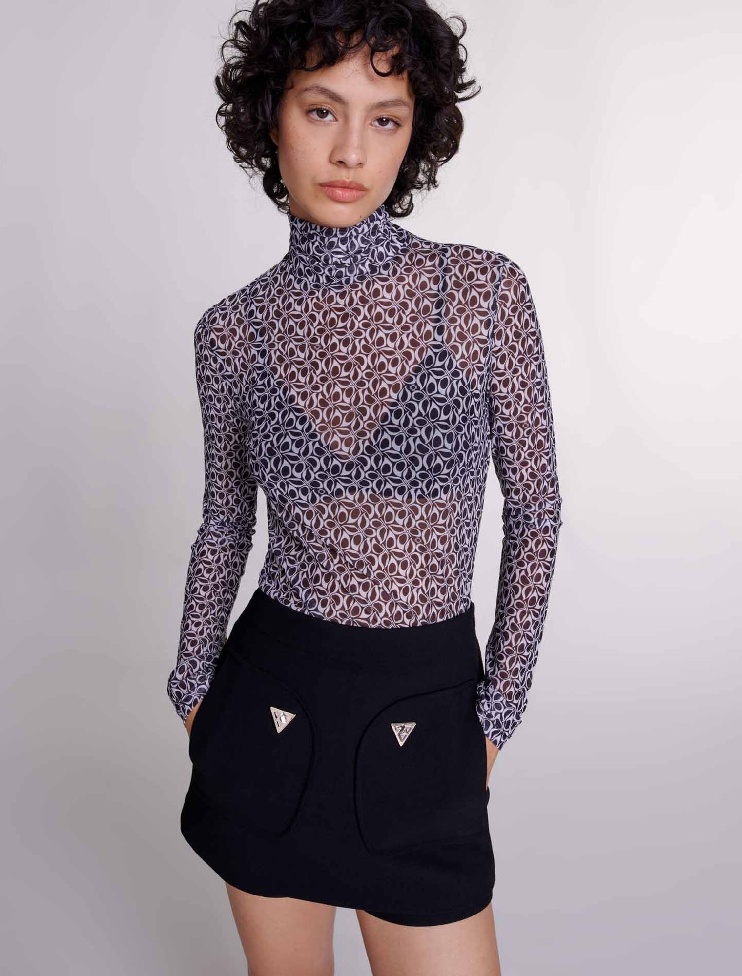 Semi-sheer patterned top