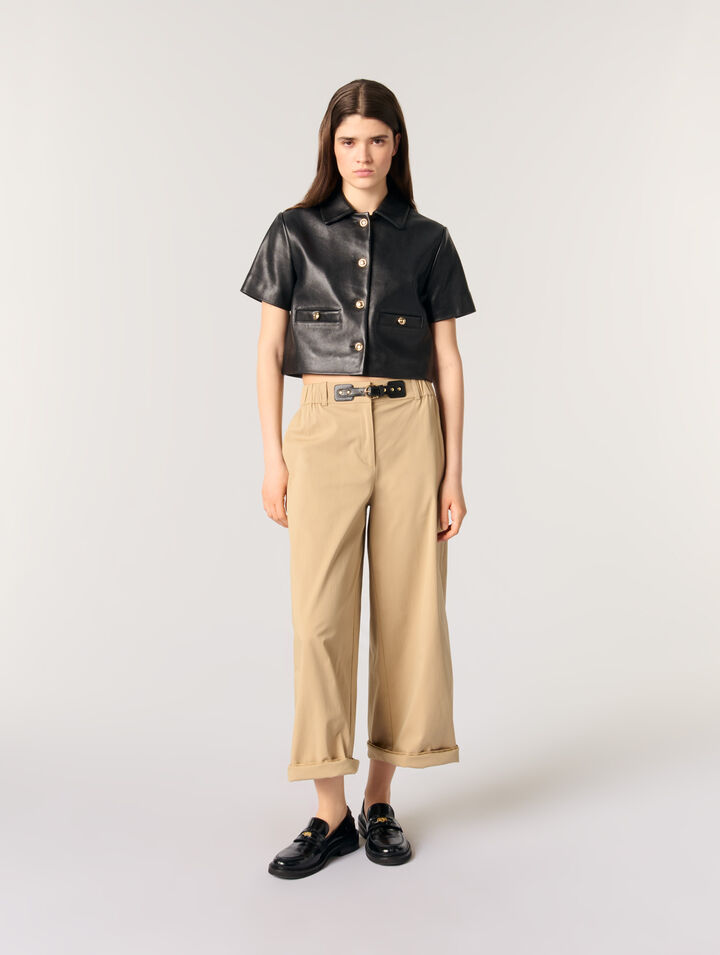 Wide-leg cotton pants