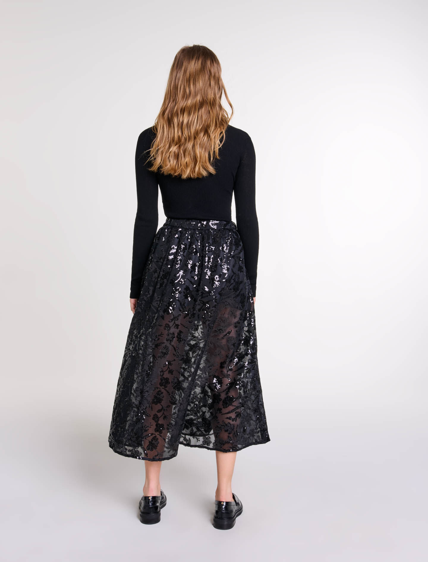 割引 Sequin maxi Maje | Women For Gray / Black skirt スカート