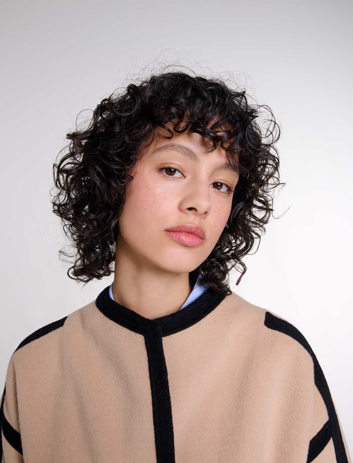 Short two-tone coat Brown For Women | Maje