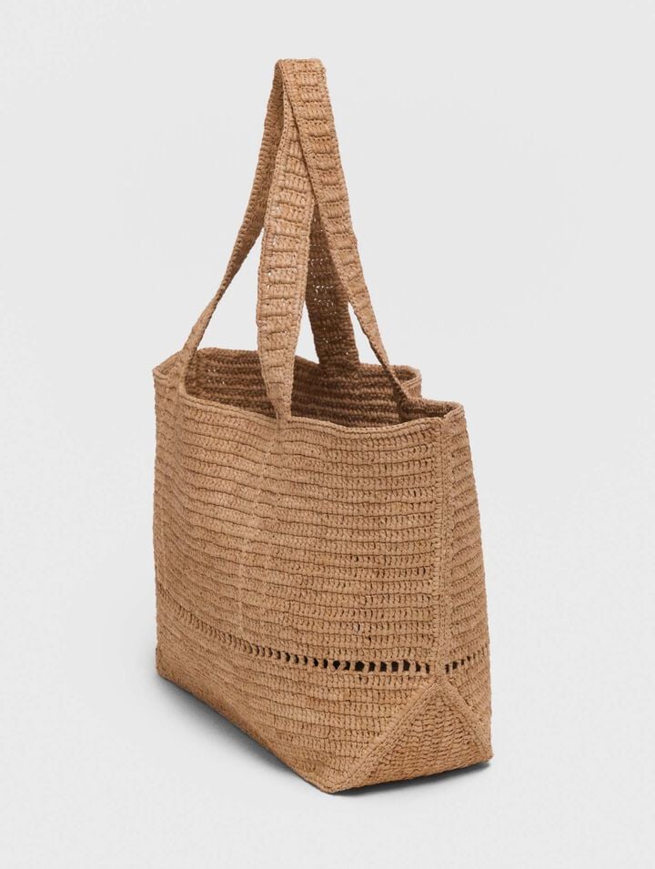 Crocheted raffia tote bag
